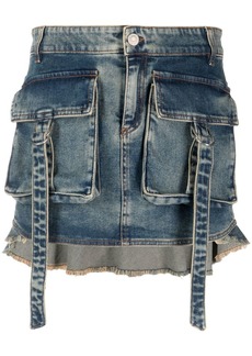 Blumarine cargo-pocket asymmetric denim skirt