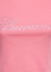 Blumarine Crystal Logo Cotton Jersey T-shirt