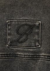 Blumarine Denim Crop Jacket W/ Faux Fur Collar