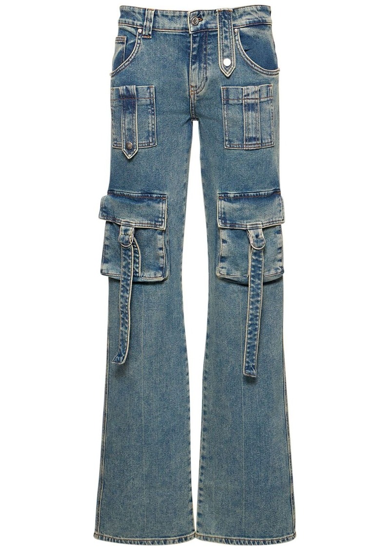 Blumarine Denim Low Waisted Straight Cargo Jeans