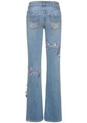 Blumarine Denim Straight Jeans W/flowers
