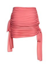 Blumarine Draped Jersey Mini Skirt W/bows