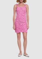 Blumarine Floral Macramé Cotton Blend Mini Dress