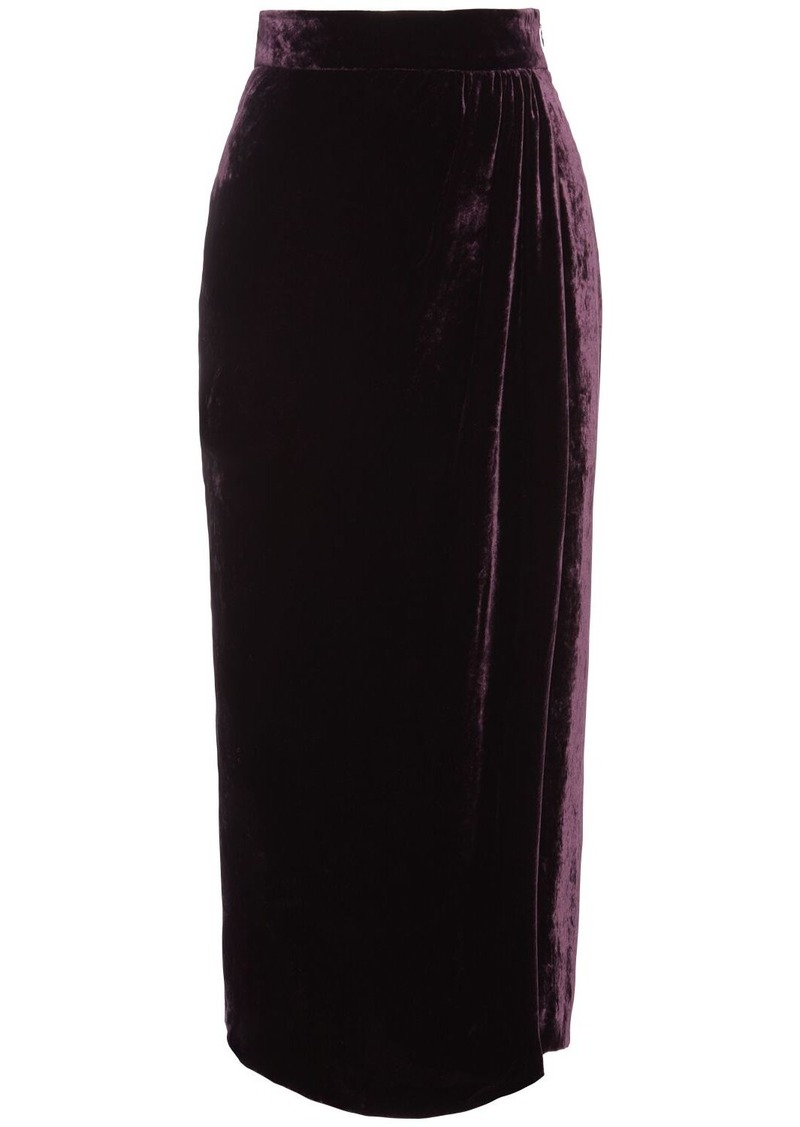 Blumarine Fluid Velvet Wrapped Midi Skirt