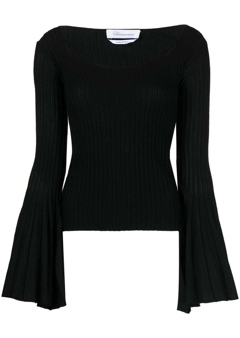 Blumarine fluted-sleeve knitted top