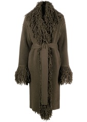 Blumarine fringe-trimmed virgin-wool coat