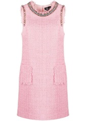 Blumarine gemstone-embellished tweed mini dress