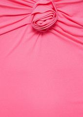 Blumarine Jersey Draped Mini Dress W/rose Appliqué