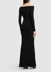 Blumarine Jersey Off-the-shoulder Long Dress