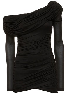 Blumarine Jersey Sablé One-shoulder Mini Dress