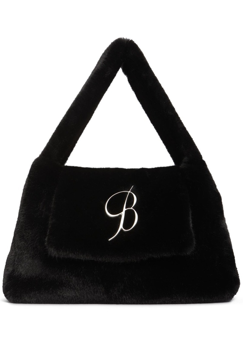 Blumarine Large Logo Faux Fur Shoulder Bag