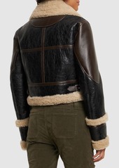 Blumarine Leather Shearling Short Jacket W/buckles