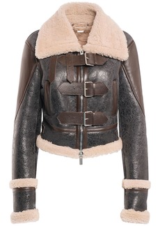 Blumarine Leather Shearling Short Jacket W/buckles
