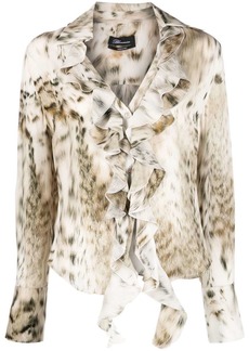 Blumarine leopard-print silk blouse