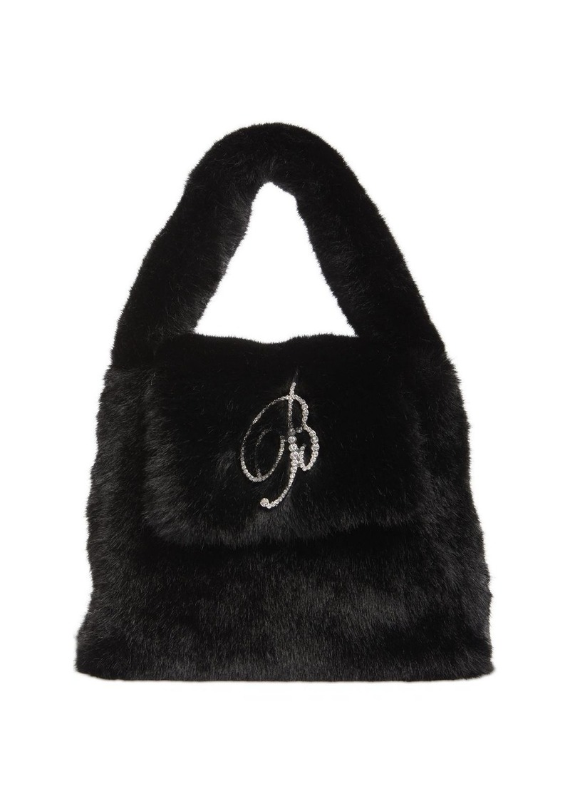 Blumarine Logo Faux Fur Top Handle Bag