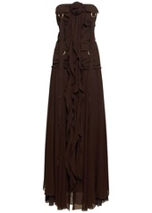 Blumarine Lvr Exclusive Silk Georgette Long Dress