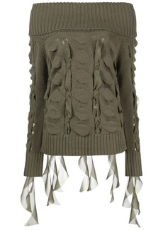 Blumarine off-shoulder wool knitted top