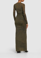 Blumarine Printed Stretch Tech Long Dress