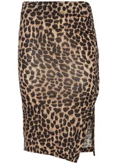 Blumarine Printed Wool Jersey Midi Skirt