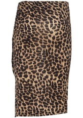 Blumarine Printed Wool Jersey Midi Skirt