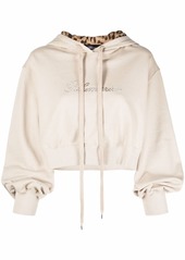 Blumarine rhinestone-logo cropped hoodie