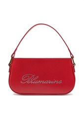 Blumarine rhinestone-logo leather shoulder bag