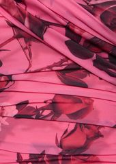 Blumarine Rose Print Tech Jersey Mini Dress