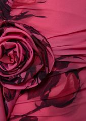 Blumarine Rose Printed Draped Jersey Mini Dress