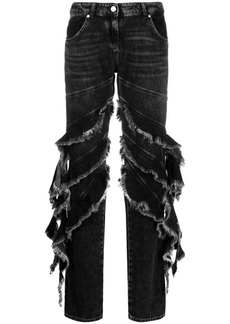 Blumarine ruffle-trim straight-leg jeans