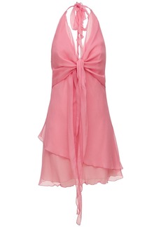 Blumarine Silk Georgette Knot Mini Dress