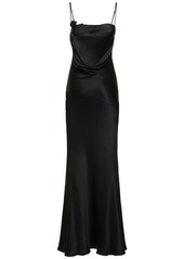 Blumarine Silk Satin Blend Cutout Long Dress