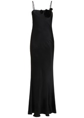 Blumarine Silk Satin Blend Cutout Long Dress