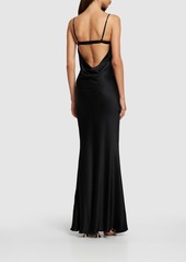 Blumarine Silk Satin Blend Cutout Long Dress