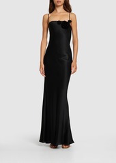 Blumarine Silk Satin Blend Cutout Long Dress