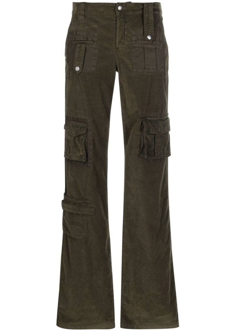 Blumarine velvet flared cargo trousers