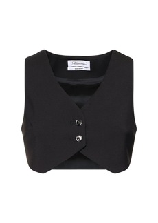 Blumarine Wool Crepe Cropped Vest W/ Buttons