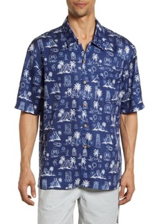 Boardies Tulum Short Sleeve Button-Up Shirt in Navy at Nordstrom