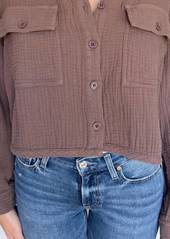 Bobi Cropped Button Up Shirt In Bistro