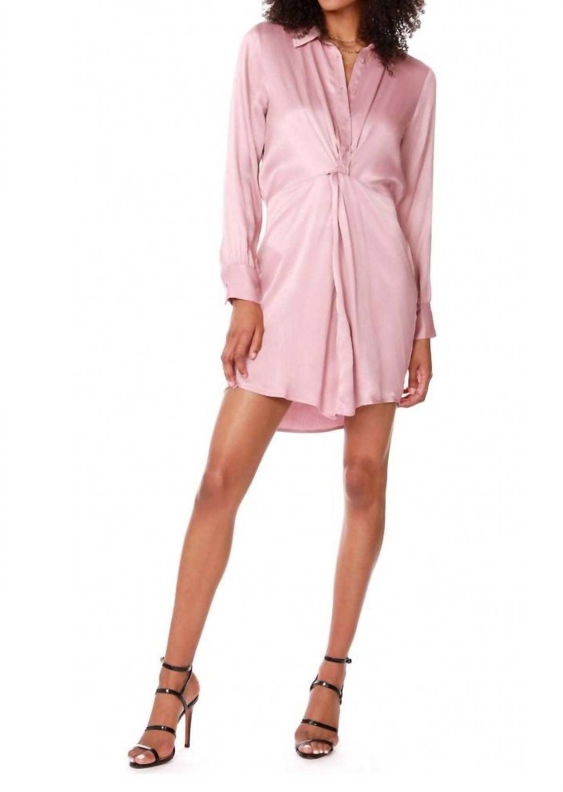 Bobi Knotted Shirt Dress In Pink