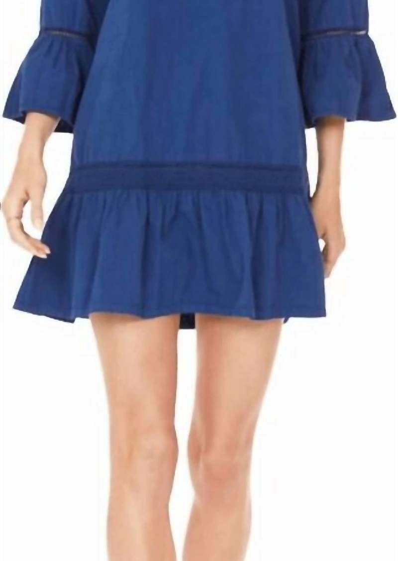 Bobi Ruffle Sleeve Short Dress In Navy