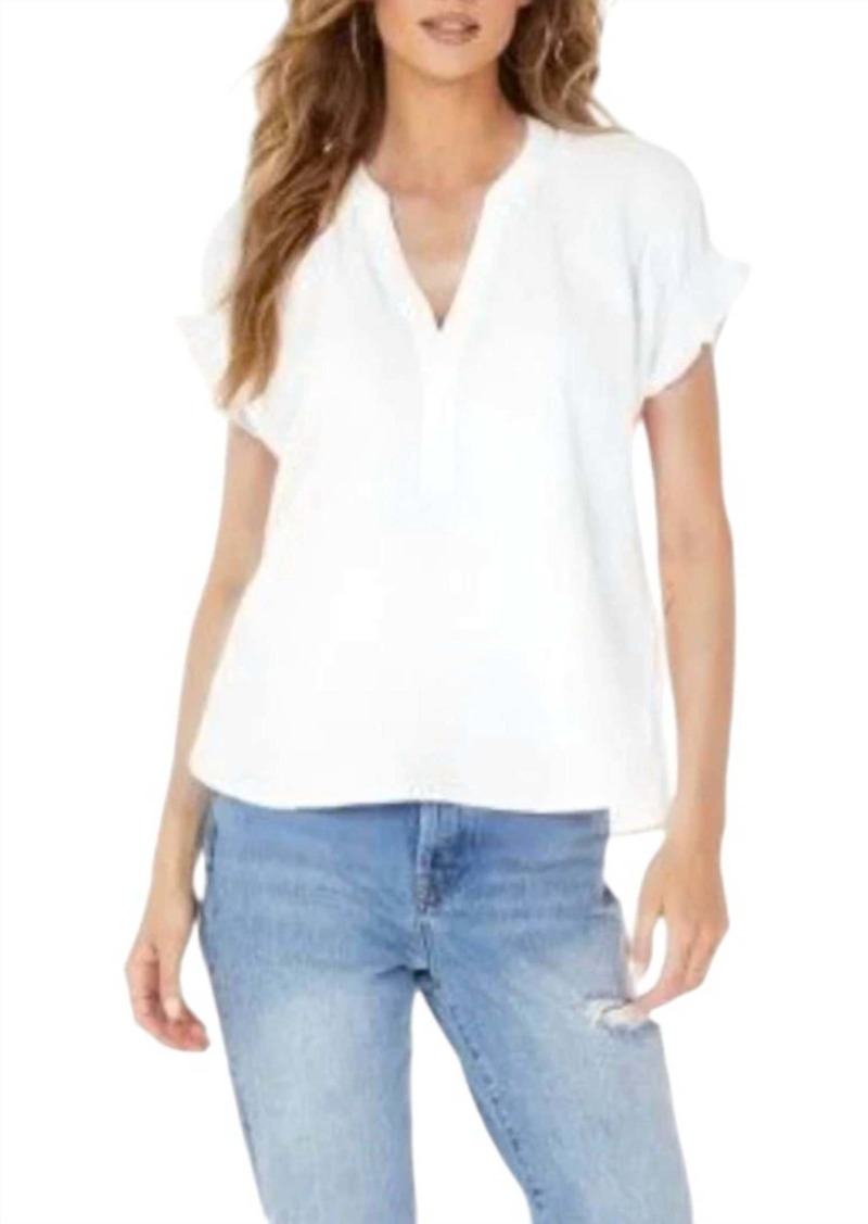 Bobi Shirred Dolman Top In White