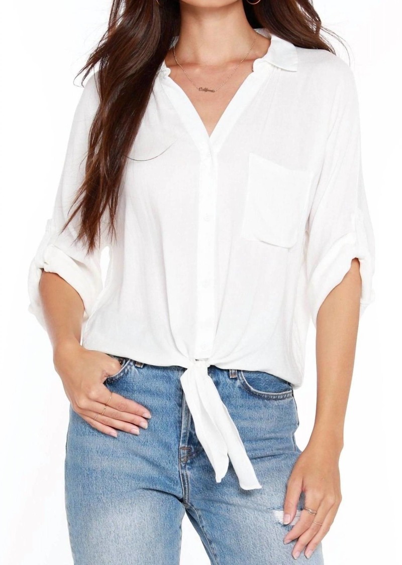 Bobi Tied Button Up Top In Ivory