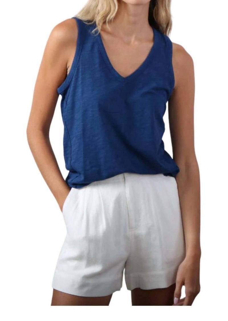 Bobi V-Neck Tank Top In Naval