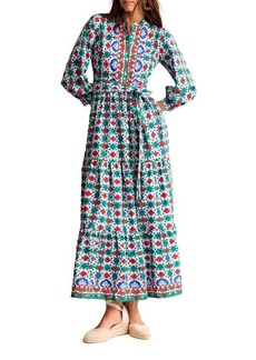 Boden Alba Long Sleeve Tiered Cotton Maxi Dress