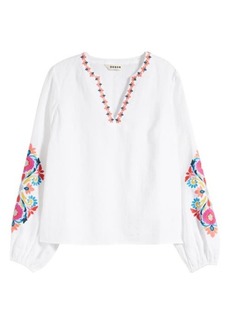 Boden Bonnie Floral Embroidered Linen Top