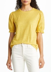 Boden Broderie Anglaise Sleeve Cotton T-Shirt