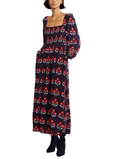Boden Connie Floral Long Sleeve Smocked Maxi Dress in Navy Blossoming Bud at Nordstrom