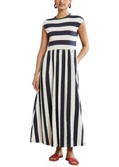 Boden Easy Cotton Midi Dress in Navy And Ivory Stripe at Nordstrom