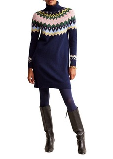 Boden Edith Fair Isle Long Sleeve Turtleneck Wool & Alpaca Blend Sweater Dress