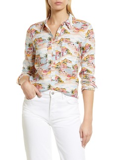 Boden Floral Print Button-Up Linen Shirt in Ivory Paradise Bay at Nordstrom
